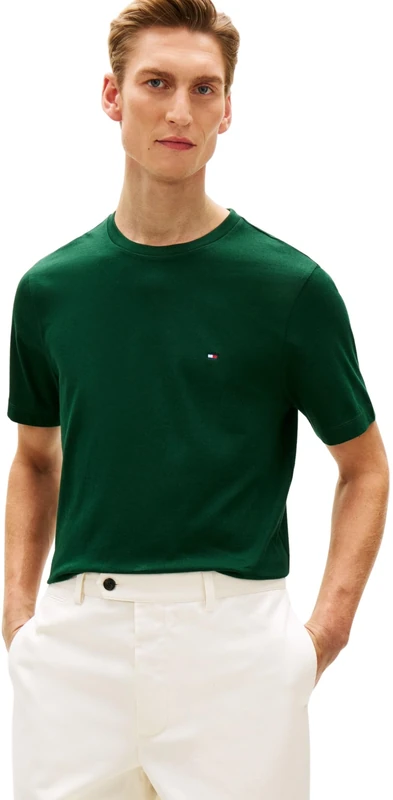 Tommy Hilfiger Men's Ess Seasonal Reg Fit Solid Tee Mw0Mw39995, Green, L - Image 1