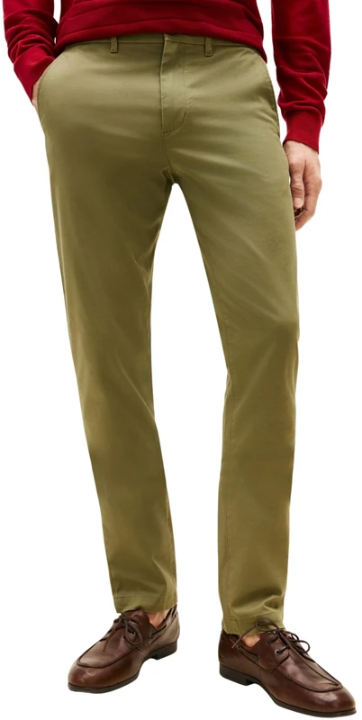 Tommy Hilfiger Men's Chinos Bleecker Slim Fit, Green (Dark Artichoke), 29W/32L