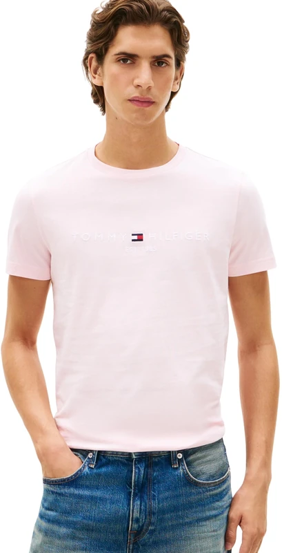Tommy Hilfiger Men's Tommy Logo Tee Mw0Mw11797, Pink, XXL