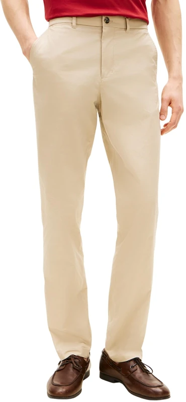 Tommy Hilfiger Men's Chinos Poplin Denton with Logo, Beige (Sandalwood), 40W/34L