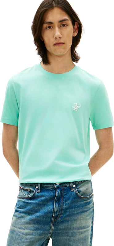 Tommy Hilfiger Men's Script Monogram Swimshop Tee MW0MW43066, Blue, XXL