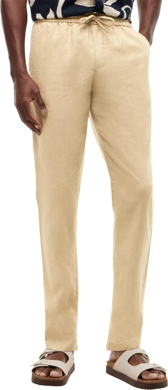 Tommy Hilfiger Men's Harlem Po Sorona Linen MW0MW42336, Beige, 30W / 32L