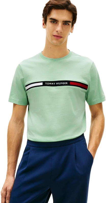 Tommy Hilfiger Men's Hilfiger Chest Insert Tee Mw0Mw36498, Green, L