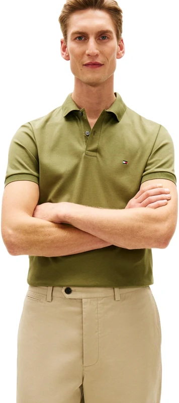 Tommy Hilfiger Men's Liquid Cotton Reg Seasonal Polo Mw0Mw39994, Green, XL