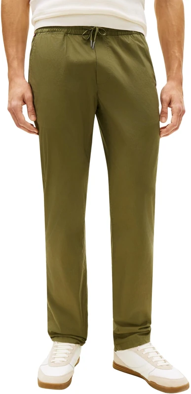 Tommy Hilfiger Men’s Chinos Denton Poplin with Drawstring, Green (Dark Artichoke), 31W/32L