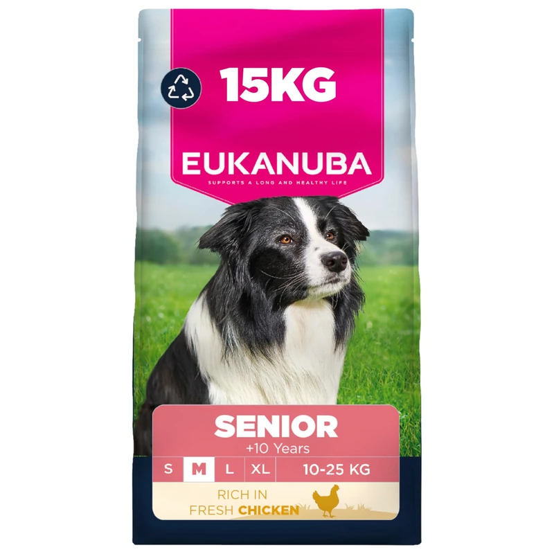 Eukanuba Fresh Chicken - Complete Dry Dog Food - For Senior Medium Breed Dogs 15KG