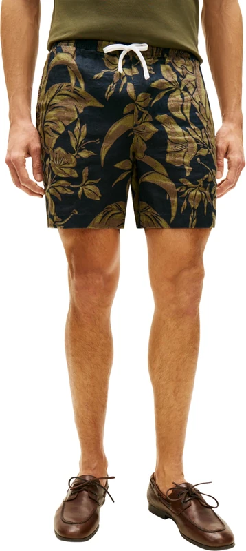 Tommy Hilfiger Men's Dover 6" Po Linen Floral AOP 2/2 MW0MW42546, Black, 30W / Nil