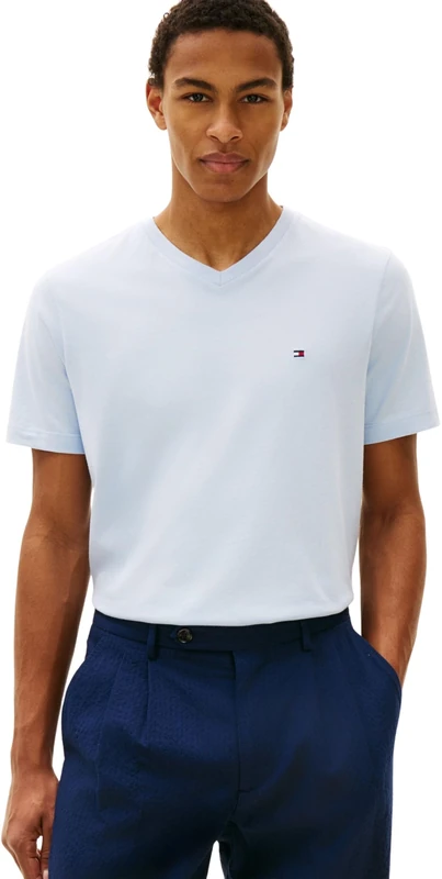 Tommy Hilfiger Men's Essential V-Neck Tee Mw0Mw39249, Blue, L