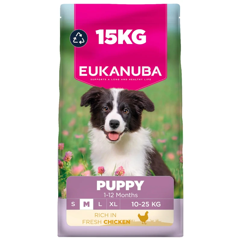 Eukanuba Fresh Chicken - Complete Dry Puppy Food - For Medium Breed Dogs 15KG