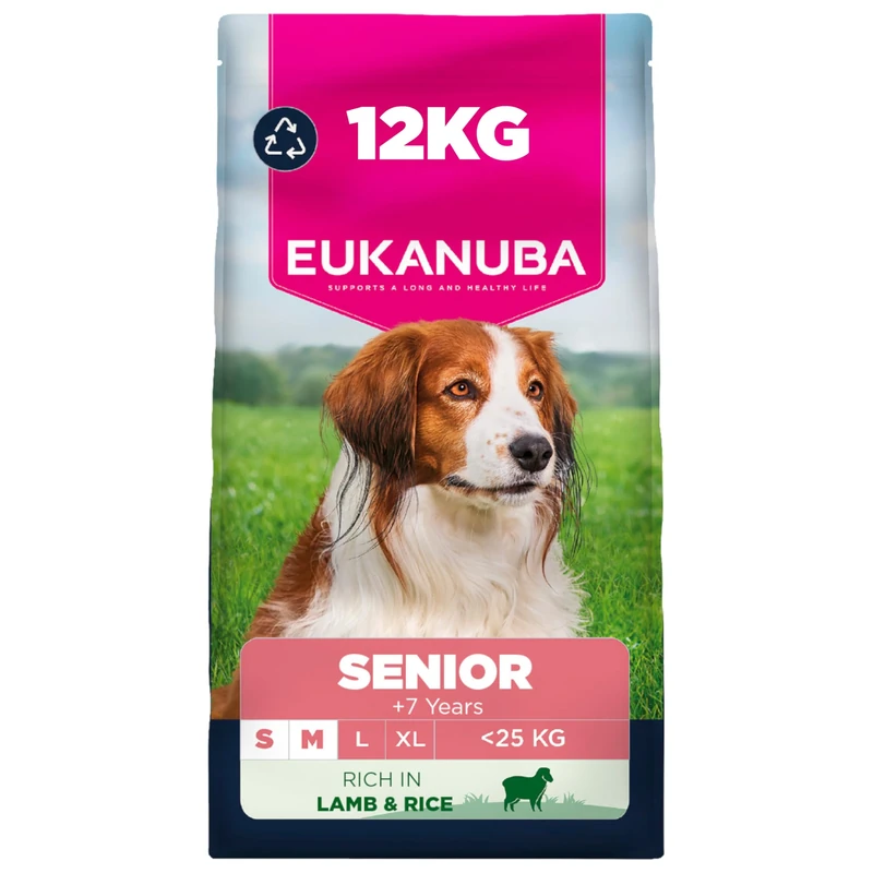 Eukanuba Lamb & Rice - Complete Dry Dog Food - For Senior Small & Medium Breed Dogs 12KG