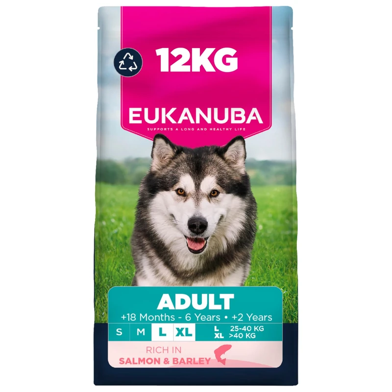 Eukanuba Salmon & Barley - Complete Dry Dog Food - For Adult Large & Giant Breed Dogs 12KG