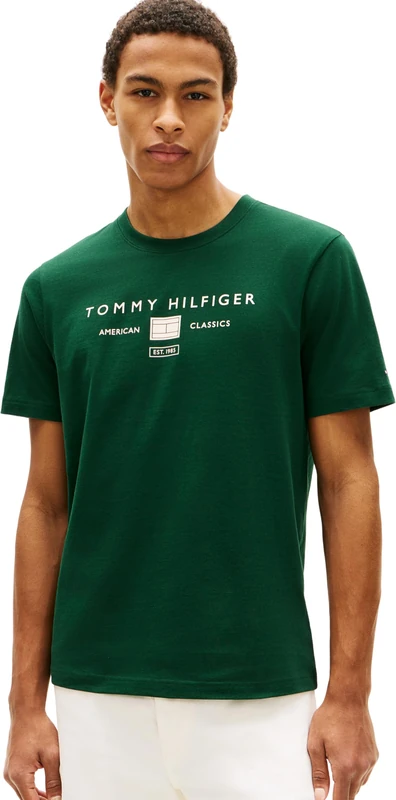 Tommy Hilfiger Men's Brand Love Mono Stack Tee MW0MW42365, Green, XXL