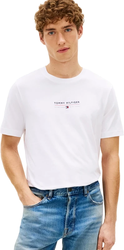 Tommy Hilfiger Men's Brand Love Lockup Tee MW0MW42363, White, L - Image 1