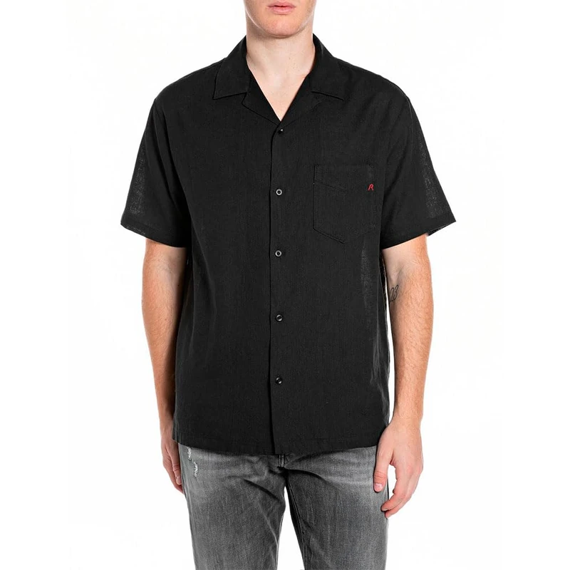Replay Men's M4157 Shirt, 098 Black, S