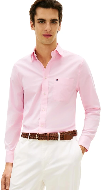 Tommy Hilfiger Men's Light Oxford Solid Sf Shirt MW0MW42287, Pink, XL