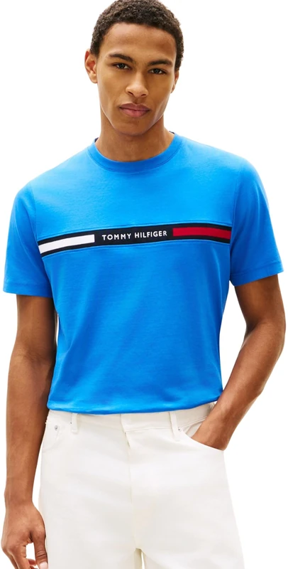 Tommy Hilfiger Men's Hilfiger Chest Insert Tee Mw0Mw36498, Blue, XS