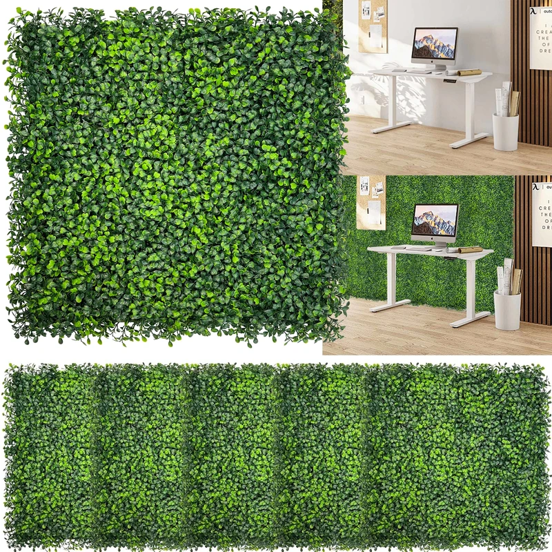 DOPGIB Artificial Boxwood Panels: 20"x 20"(12P) UV-Anti Faux Grass Panels for Interior Wall, Greenery Backdrop,Garden and Indoor Outdoor Plant Wall&Fence Covering Privacy for Backyard Decor