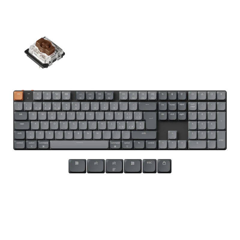 Keychron K5 Max Wireless Mechanical Keyboard – Italian QWERTY Layout, Triple Connection (Bluetooth/2.4GHz/USB-C), Hot-Swappable, Compatible with Mac/Windows/Linux – Low-Profile Switch Gateron Brown