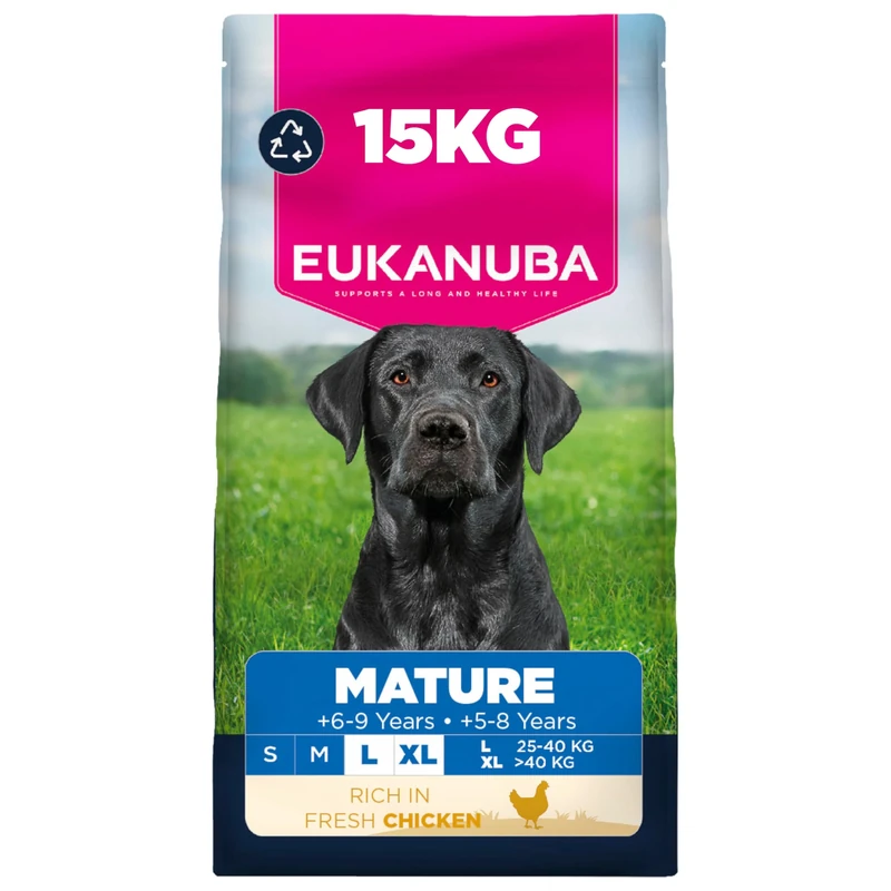 Eukanuba Fresh Chicken - Complete Dry Dog Food - For Mature Senior Large & Giant Breed Dogs 15KG