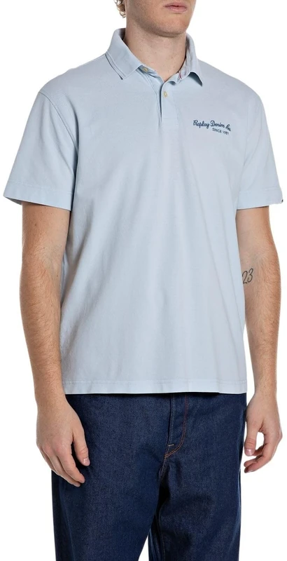 Replay Men's Polo Shirt, Short Sleeve, Light Azure 583 (Blue), XL