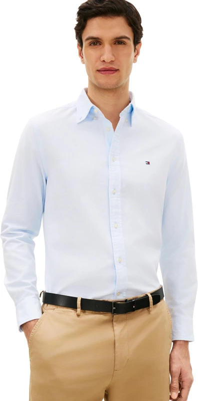 Tommy Hilfiger Men's Flex Dobby Sf Shirt Mw0Mw29970, Blue, XL - Image 1