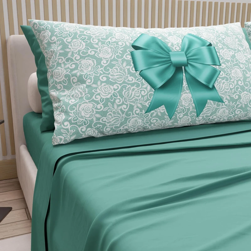 PETTI Artigiani Italiani - Cotton Sheets with Pillowcases in Digital Print, French Queen, Complete Top and Bottom Sheet with Corners, White, 100% Made in Italy