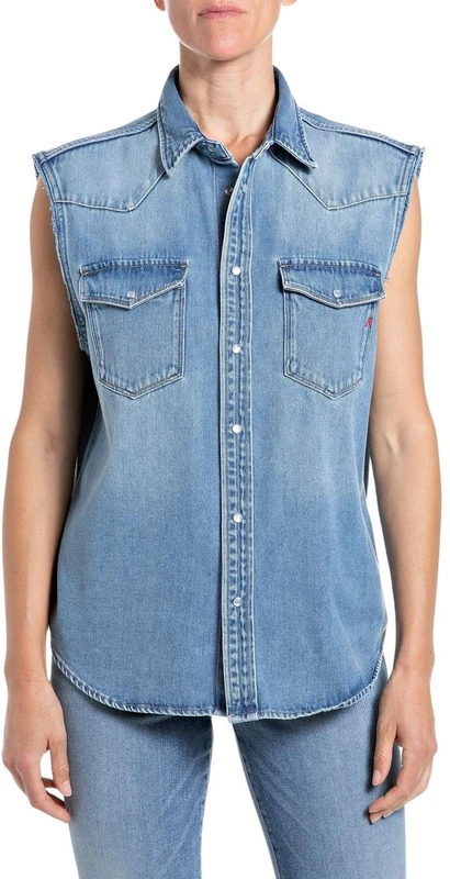 Replay Women's W2437 Shirt, 009 Medium Blue, S