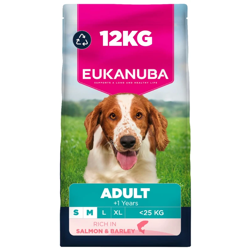 Eukanuba Salmon & Barley - Complete Dry Dog Food - For Adult Small & Medium Breed Dogs 12KG