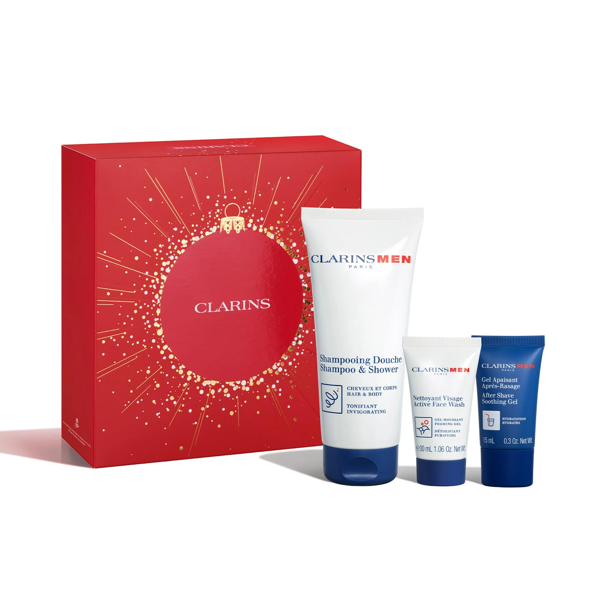 Clarins Christmas Gift Set | ClarinsMen Start-Up Essentials | Worth £34 | Includes Full Size Shampoo & Shower