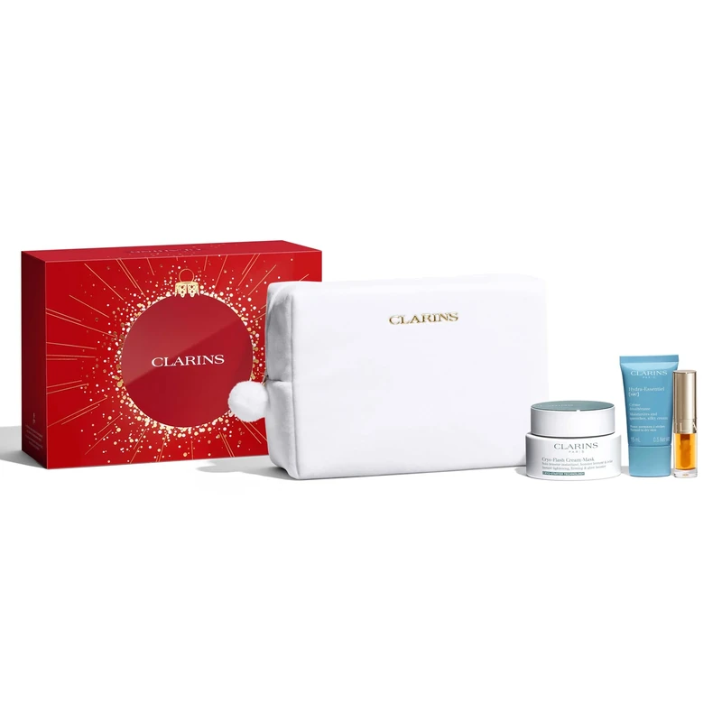 Clarins Christmas Gift Set | Cryo-Flash Cream-Mask Collection| Worth £72 | Includes Full Size Cryo-Flash Cream-Mask