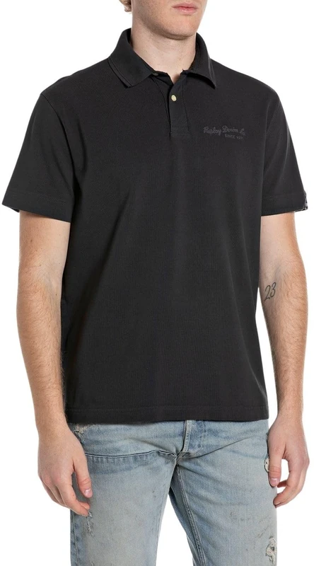 Replay Blackboard 099 Men's Short Sleeve Polo Shirt (Black), XL