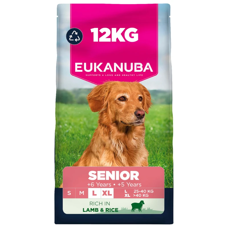 Eukanuba Lamb & Rice - Complete Dry Dog Food - For Senior Large & Giant Breed Dogs 12KG