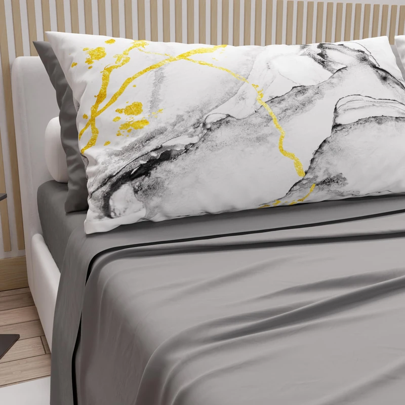 PETTI Artigiani Italiani - Cotton Sheets with Pillowcases in Digital Print, Double Maxi, Top and Bottom Sheet Set with Corners, Grey, 100% Made in Italy