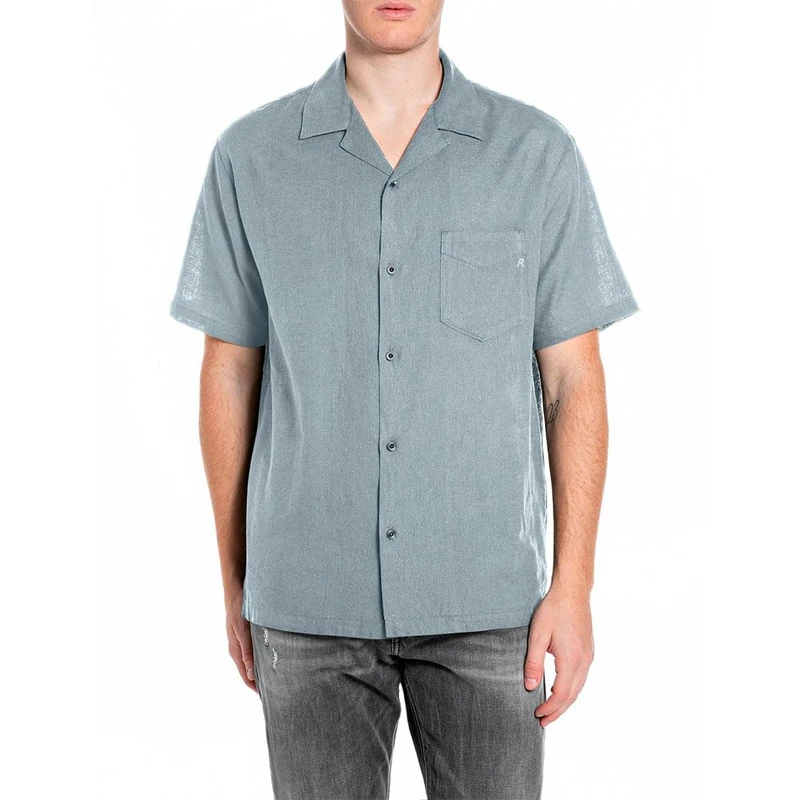 Replay Men's M4157 Shirt, 211 Pewter Blue, S