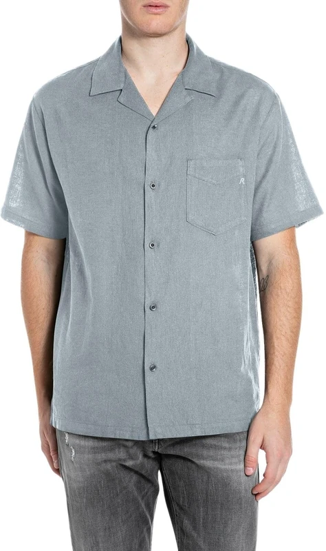 Replay Men's M4157 Shirt, 098 Black, M
