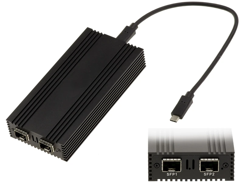 KALEA-INFORMATIQUE USB 4 Thunderbolt 3 10G to Fibre Network Adapter Cable 2 Ports SFP+ with Intel Chipset I82599