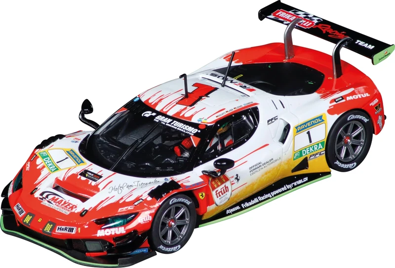 Carrera Evolution 20027810 Ferrari 296 GT3 Frikadelli Racing, No.1 24H Nürburgring I 1:32 Scale Slot Car I With Working Front & Rear Lights I Suitable For Ages 8 Years+