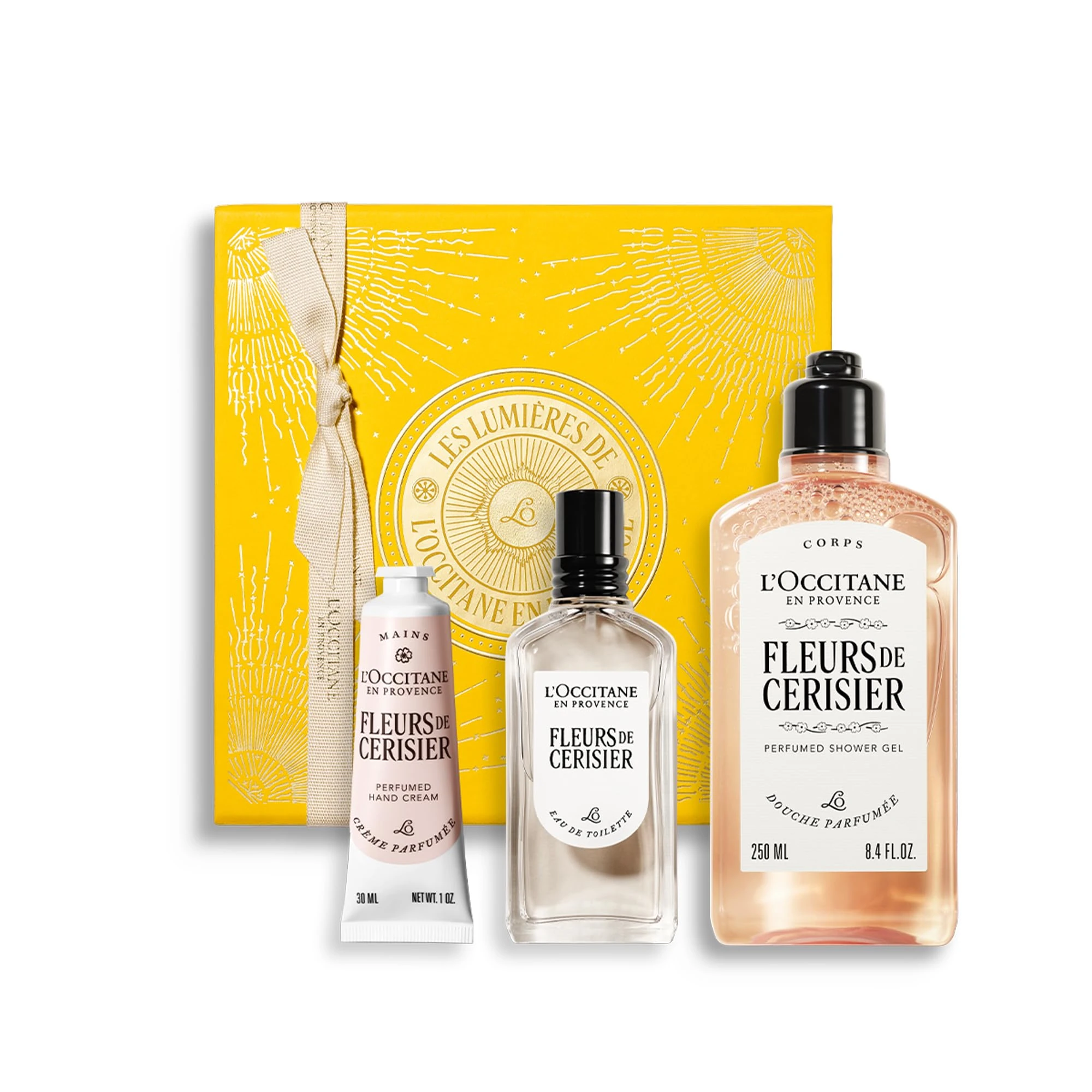 L'OCCITANE Fleurs de Cerisier (Cherry Blossom) Fragrance Collection, Sweet & Floral Scented, Premium & Clean Beauty Bath & Body Gift Set for All
