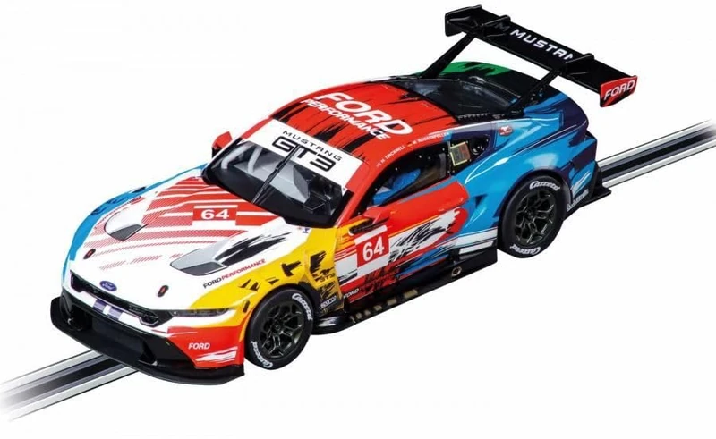 Carrera Evolution 20027807 Ford Mustang GT3 Champion Spirit, No.64 I 1:32 Scale Slot Car I With Working Front & Rear Lights I Suitable For Ages 8 Years+