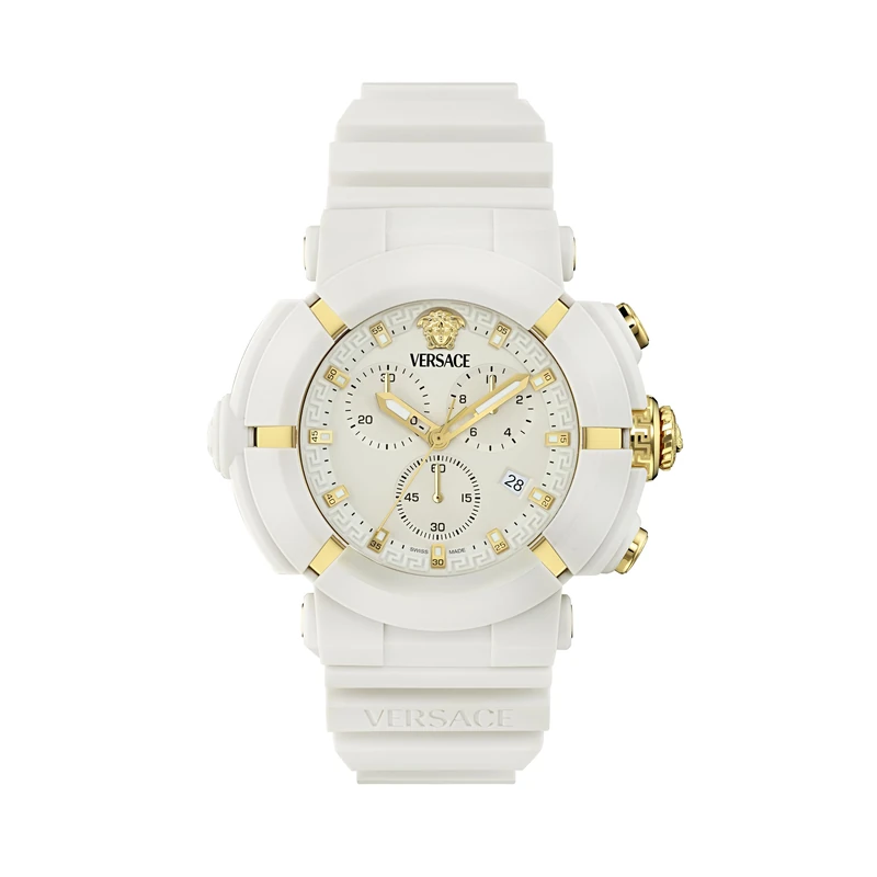 Versace Unisex's Chronograph Swiss Quartz Watch with Plastic Strap VE0L00225