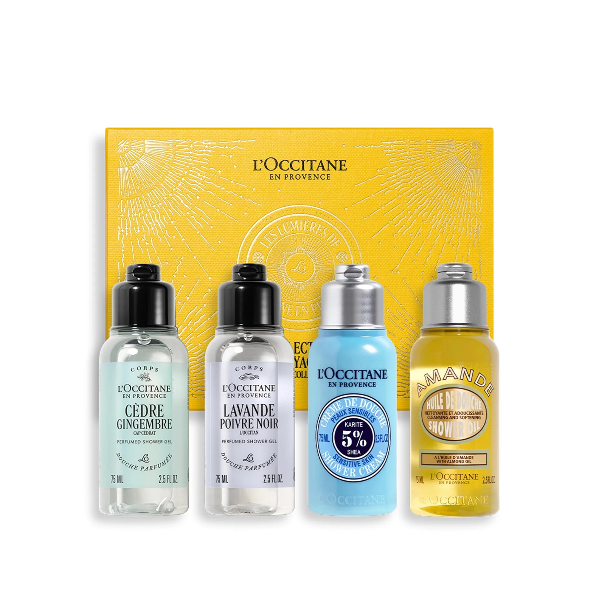 L'OCCITANE Aromatic Shower Gel Collection, Travel-Size Body Cleanser Essentials, Premium & Clean Beauty Bath & Body Gift Set for All