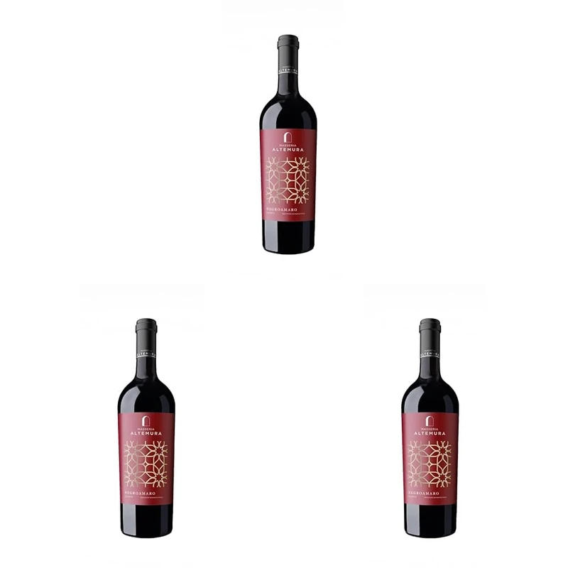 Masseria Altemura Negroamaro Salento - Still Italian Red Wine from Apulia Region, Italy - 100% Negroamaro Grapes - 75cl / 750ml, 13.5% ABV (Pack of 3)