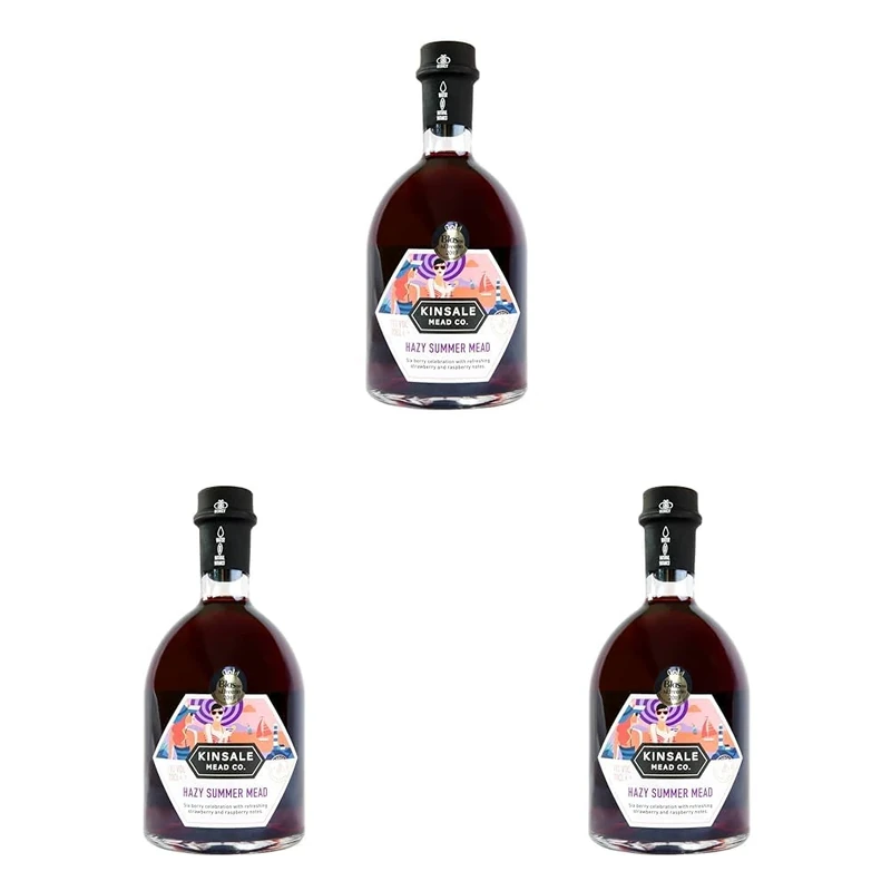 Kinsale Mead Co. Hazy Summer Mead 70cl, a lovely burst of summer berries, fruity and refreshingly different, 11% ABV (Pack of 3)