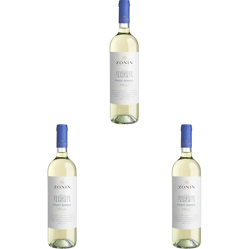 Zonin Classici Pinot Grigio Friuli DOC - Italian Still White Wine - 100% Pinot Grigio Grapes from Cervignano del Friuli - 75cl / 750ml, 12% ABV (Pack of 3)