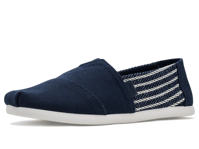 TOMS Men's Alpargata Classic Espadrille Loafer Flat, Navy Nautical Stripe, 13 UK