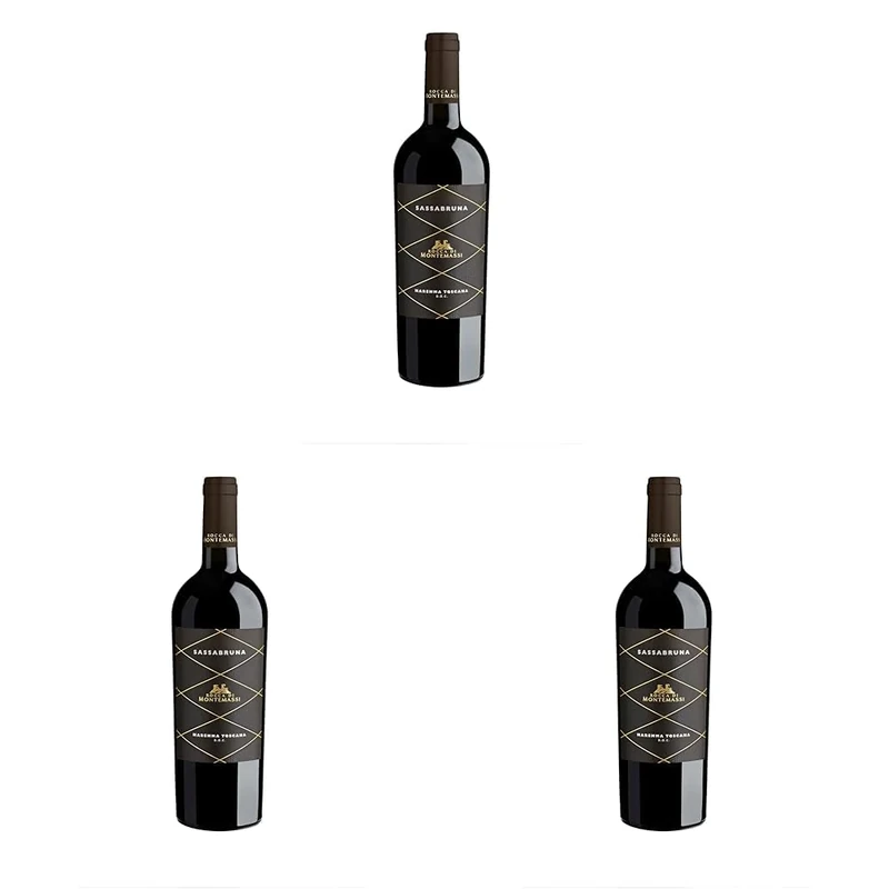 Rocca di Montemassi Sassabruna, Maremma Toscana DOC - Italian Red Wine from Tuscany - Made with 80% Sangiovese, 10% Merlot, & 10% Syrah Grapes - 75cl / 750ml, 13.5% ABV (Pack of 3)