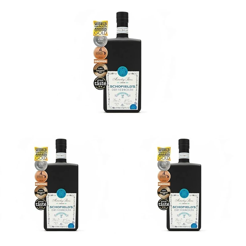 SCHOFIELD'S Dry Vermouth by Asterley Bros - For Martinis, White Negronis and Aperitivo Cocktails - 500ml 16% ABV (Pack of 3)