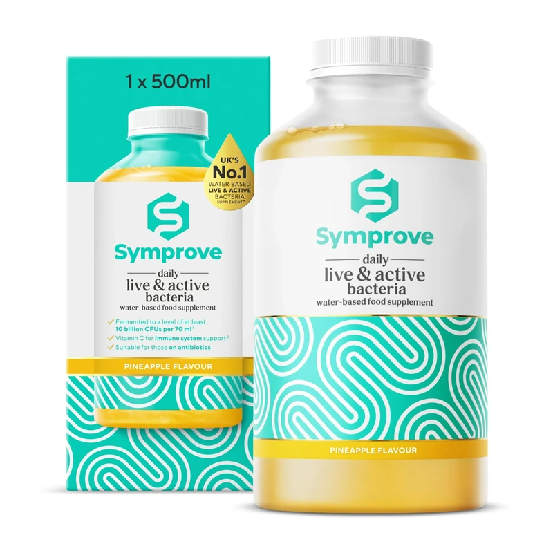 Symprove Probiotic, Pineapple Flavour, Fermented to a Level of at Least 10 Billion CFUs per 70ml Shot, Water-Based, Dairy & Gluten Free, Vegan (1 x 500ml)