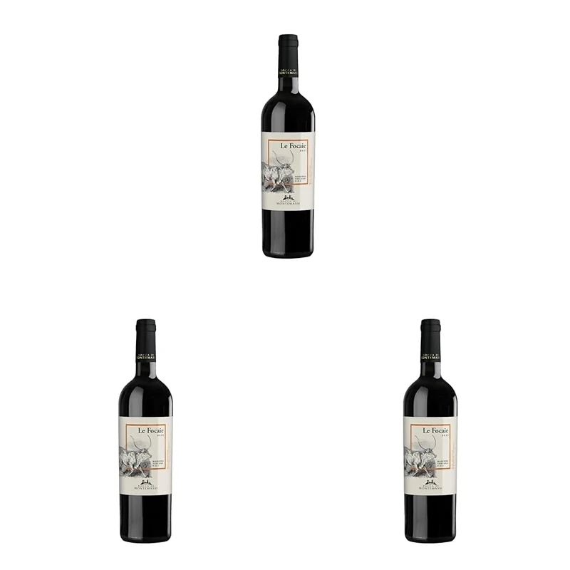Rocca di Montemassi Le Focaie DOC - Italian Red Wine from Tuscany - Made with 70% Sangiovese Grapes & 30% Other International Varieties - 75cl / 750ml, 13% ABV (Pack of 3)