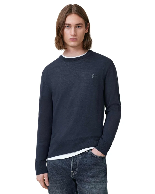 AllSaints Mode Merino Crew Blue
